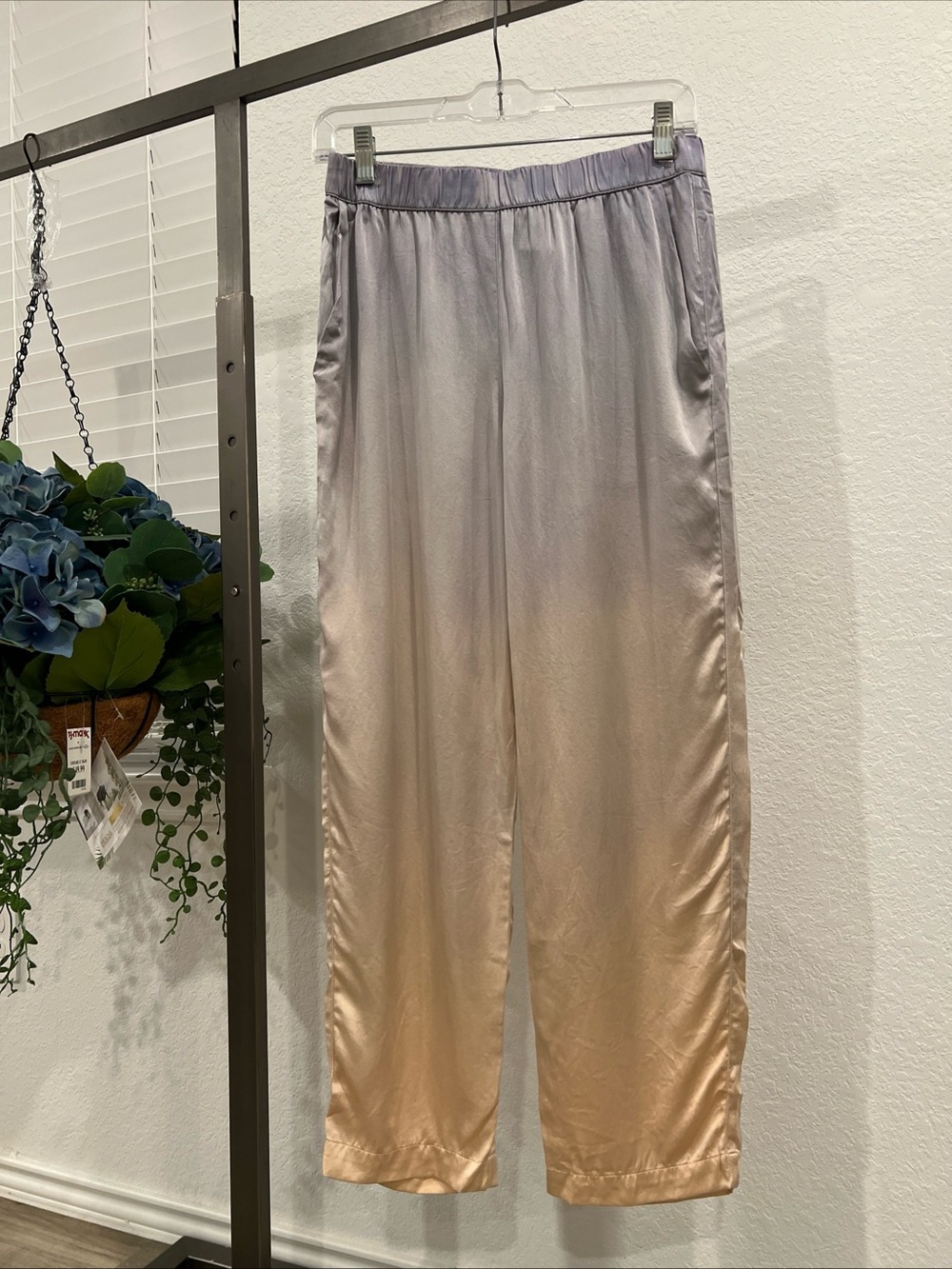 Raquel Allegra Lavender to Peach Ombre Satin Joggers